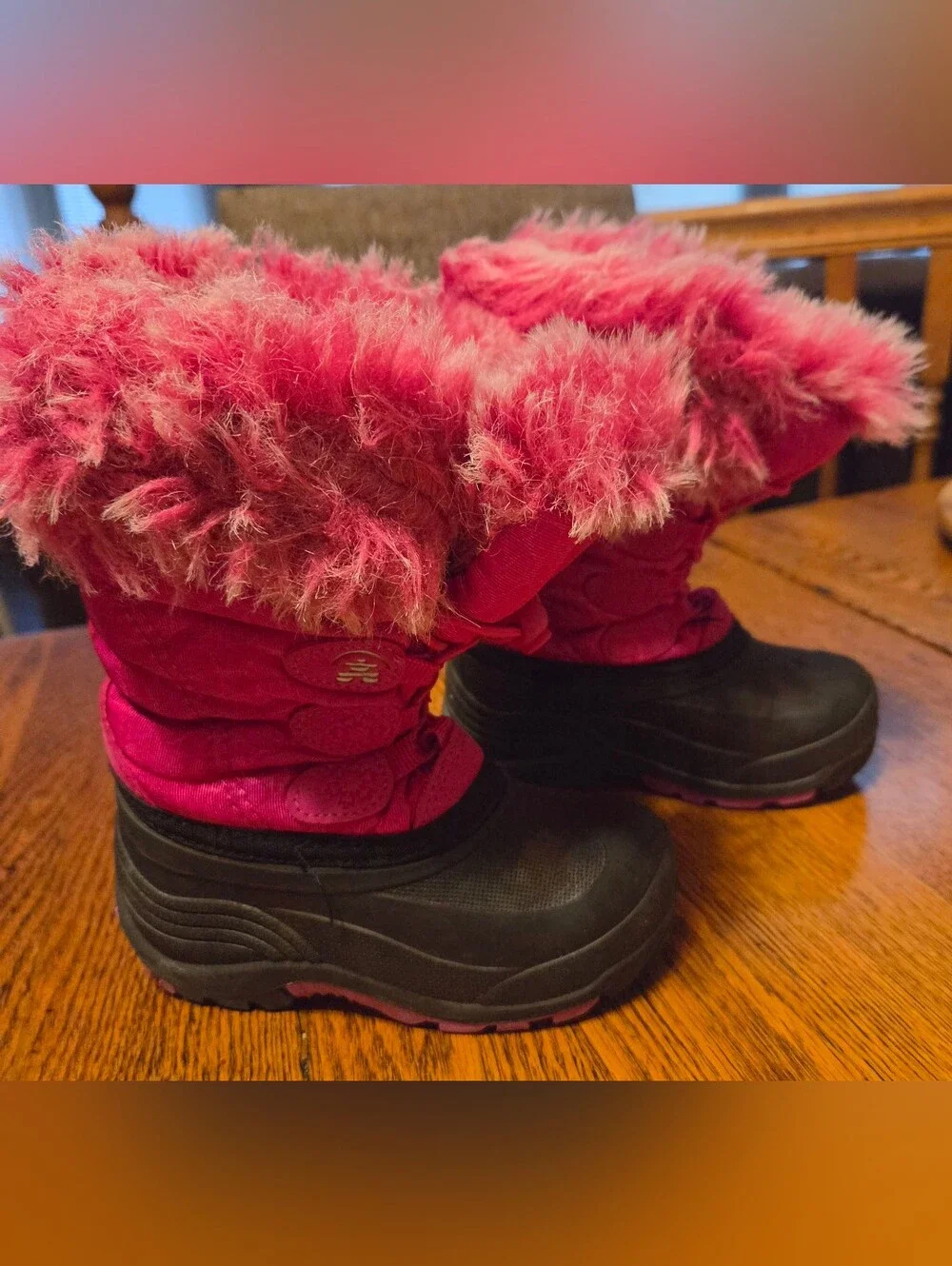 Kamik Pink Faux Fur Snow Boots Liittle Girl's Size 9